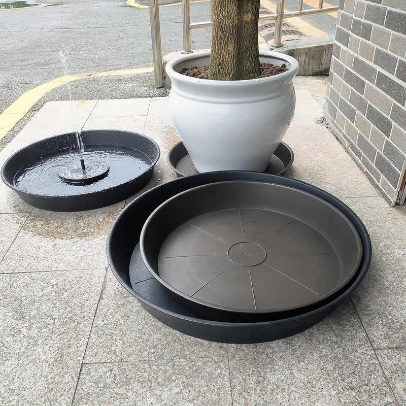 Bleuhome 4 Pack of 16 17 inch Plant Saucer (15 inch Base), 2.3" Depth, Heavy Duty Deep Plant Trays for Pots, Plastic Plant Saucers for Indoors, Bird Bath Bowls, Drip Trays for Planter (17", Black) - Image 5